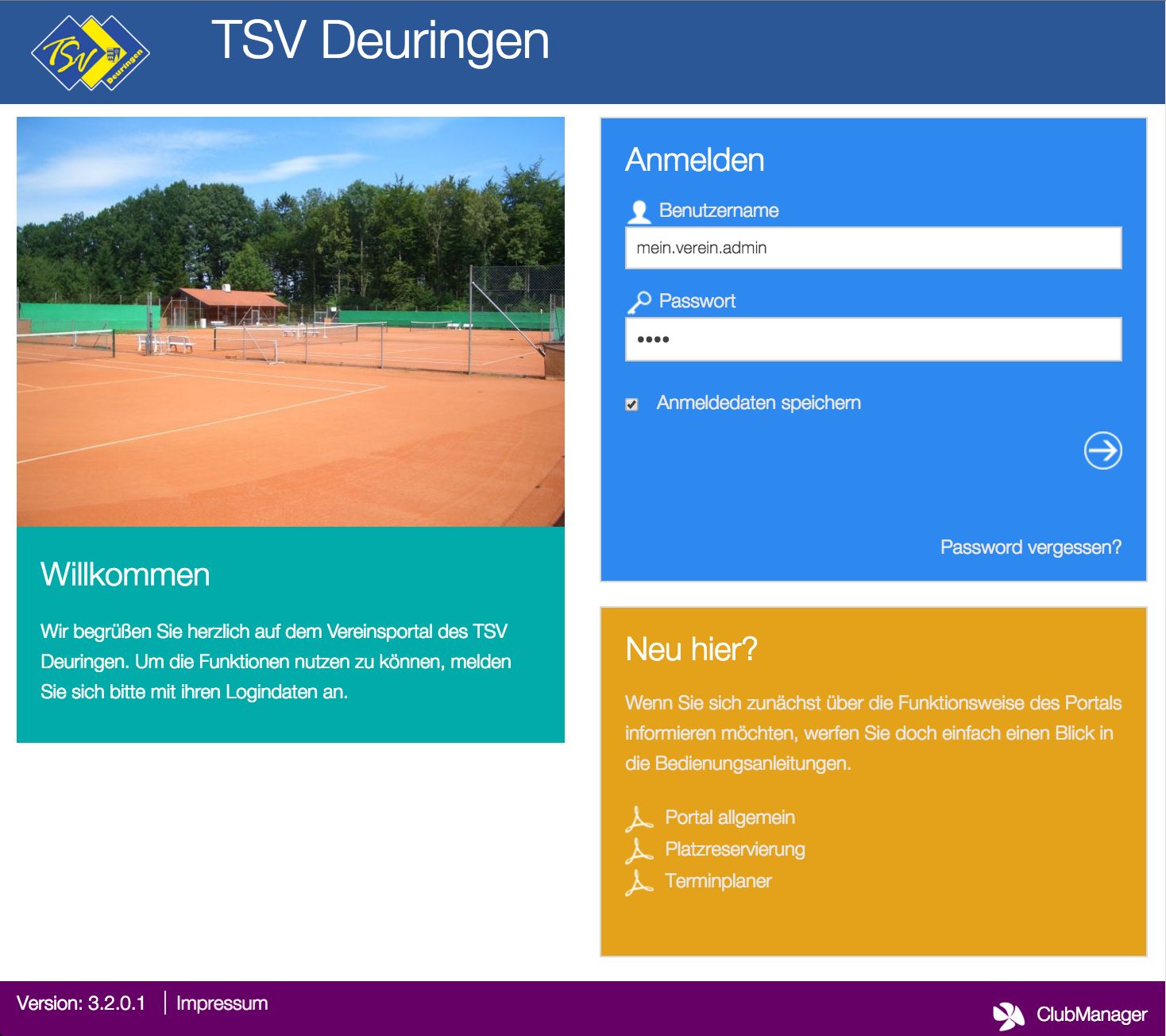Referenz TSV Deuringen - Homepage-Screenshot