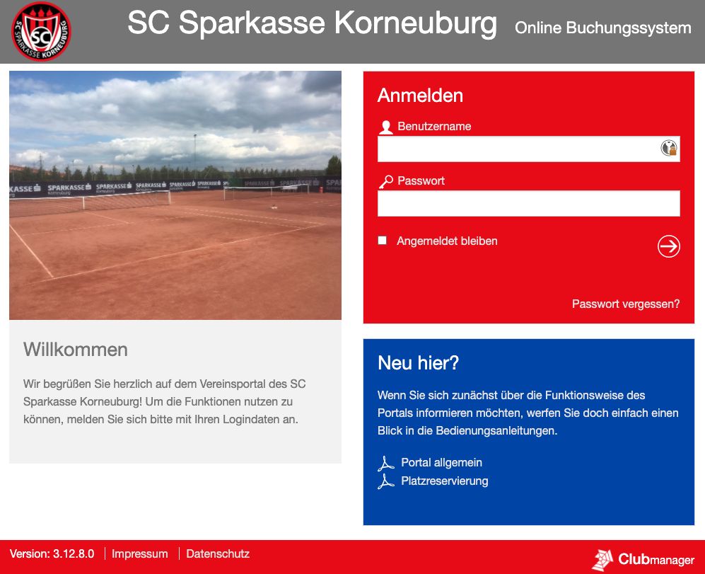 Referenz SC Sparkasse Korneuburg - Homepage-Screenshot